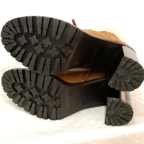 Nine West Lace Up Chunky Combat Boots Chestnut Brown Grunge Biker Booties Sz 9 - Picture 11 of 16